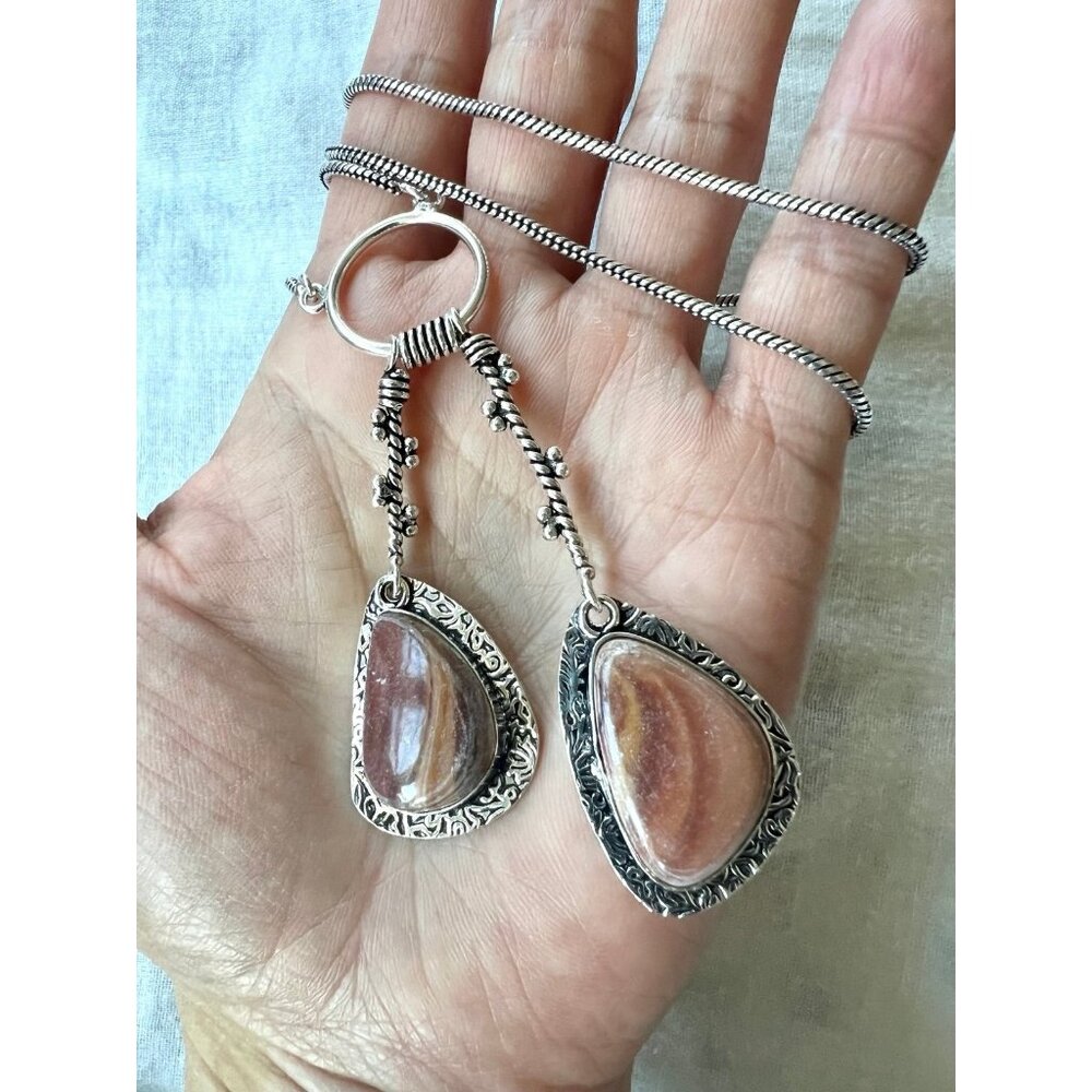 925 Personal Growth! Rhyolite Lariat Style Necklace